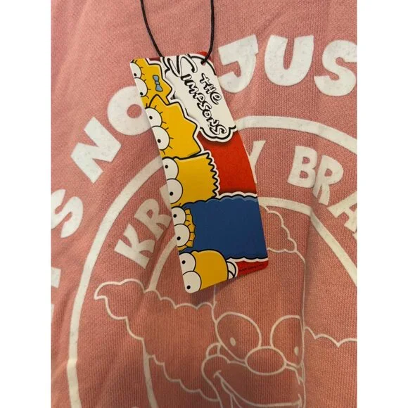 The Simpsons Krusty Brand Womens Oversized Cotton T-Shirt Pink Graphic New Size - Picture 5 of 7